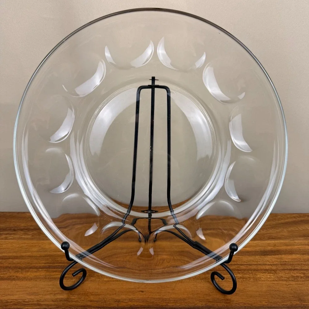 Vintage Pyrex Glass Deviled Egg Platter Round 12 Slot Scalloped Serving Tray 10